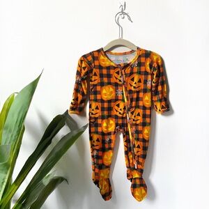 Jack-O'-Lantern Halloween Bamboo Zippered Footed Onesie